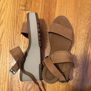 Timberland Tan Wedges with Ankle Strap